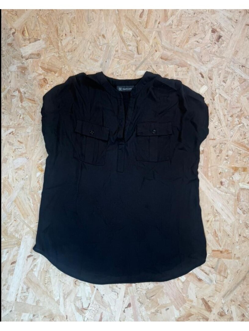 INC International Concepts Women's Medium Black Short Sleeve Blouse Top